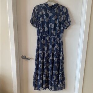 Lulu's Dusty Blue Midi Dress